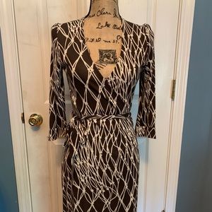 Brown wrap around long shelve dress